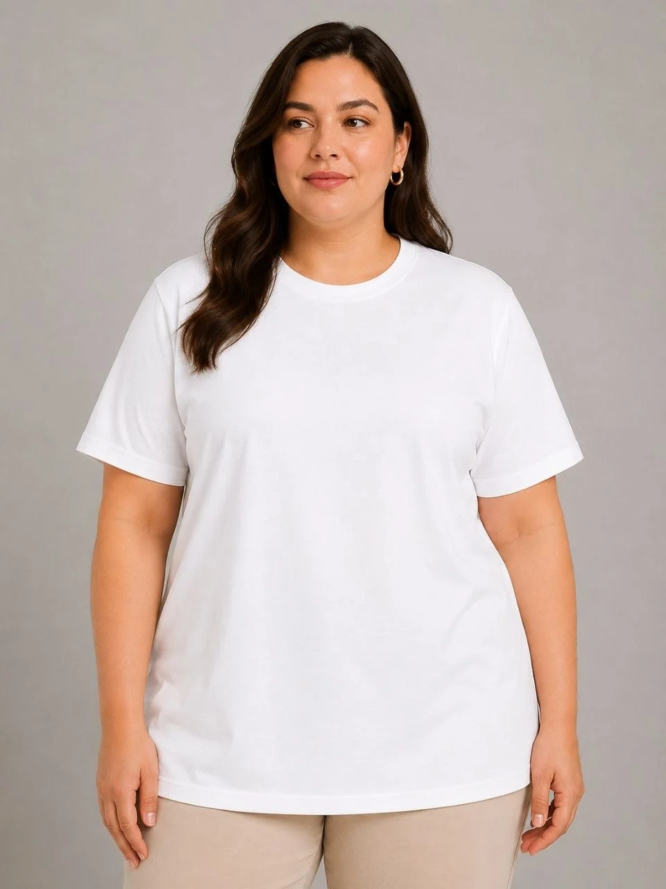 6a00c0a547674-19340160-sw960sh1280 Kadın Battal Big Size Basic Tişört Bisiklet Yaka Rahat Kalıp T-Shirt - Görsel 1