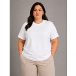 Kadın Battal Big Size Basic Tişört Bisiklet Yaka Rahat Kalıp T-Shirt - Görsel 3